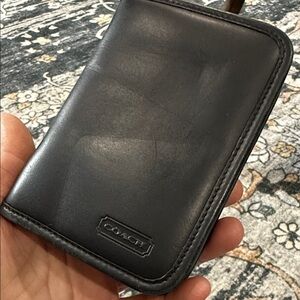 Coach Dark Leather Zip Wallet